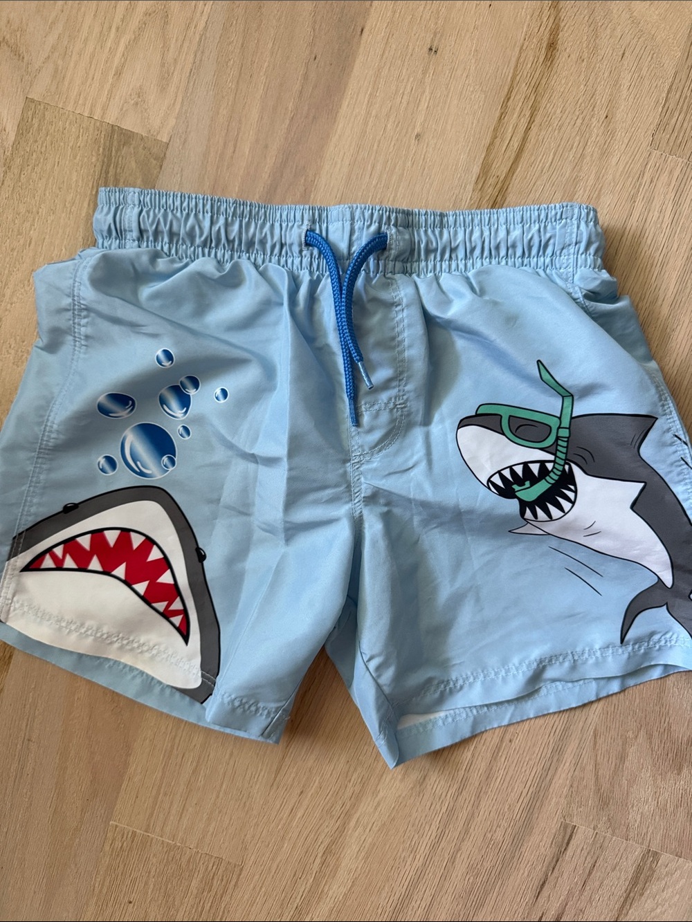 H&M Light Blue Shark Graphic Swim Trunks